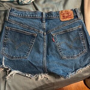 Levi's Blue Frayed Denim Shorts